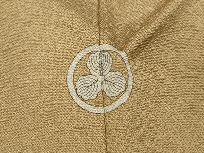 平和屋着物●上質な色無地　花丸地紋　飴色　正絹　逸品　CAAZ2598ut