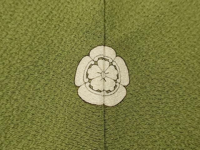平和屋着物●上質な色無地　霞地紋　鶯色　正絹　逸品　CAAZ2602ut