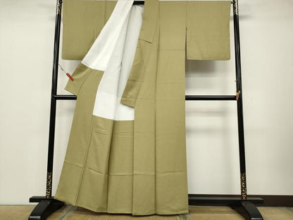 平和屋着物●上質な色無地 吉祥地紋 木蘭色 正絹 逸品 CAAZ2603ut