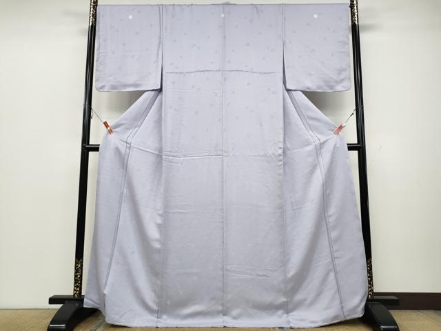 平和屋着物●上質な色無地 紗綾形舞花地紋 白藤色 正絹 逸品 未使用 CAAZ2605ut