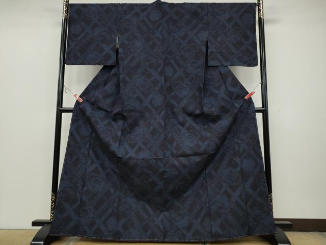 平和屋着物●結城紬　80亀甲　雪輪草花文　正絹　逸品　CAAZ2607ut