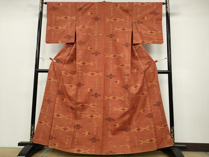平和屋着物●上質な紬　絣文様　正絹　逸品　CAAZ2610ut