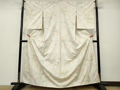 平和屋着物●本場大島紬　白大島　枝楓文　正絹　逸品　CAAZ2614ut
