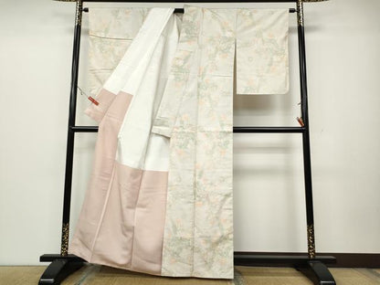 平和屋着物●本場大島紬　白大島　枝楓文　正絹　逸品　CAAZ2614ut
