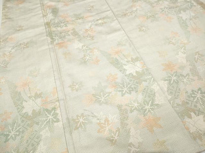 平和屋着物●本場大島紬　白大島　枝楓文　正絹　逸品　CAAZ2614ut