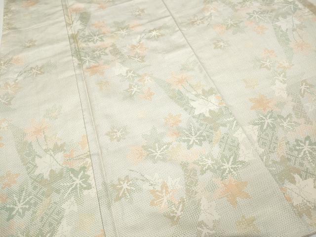 平和屋着物●本場大島紬　白大島　枝楓文　正絹　逸品　CAAZ2614ut