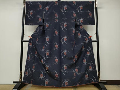 平和屋着物●上質な紬　芝草椿文　正絹　逸品　未使用　CAAZ2616ut