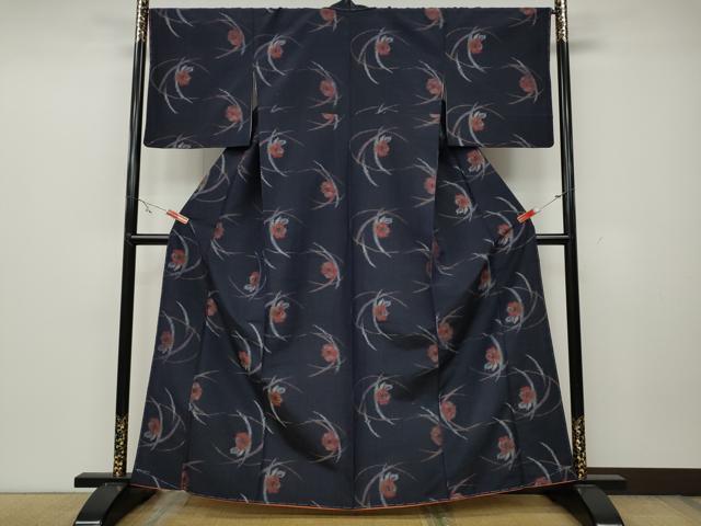 平和屋着物●上質な紬　芝草椿文　正絹　逸品　未使用　CAAZ2616ut