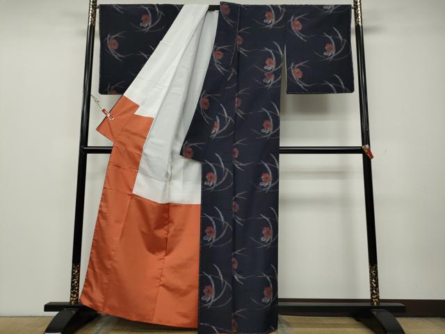 平和屋着物●上質な紬　芝草椿文　正絹　逸品　未使用　CAAZ2616ut