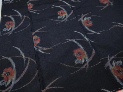 平和屋着物●上質な紬　芝草椿文　正絹　逸品　未使用　CAAZ2616ut