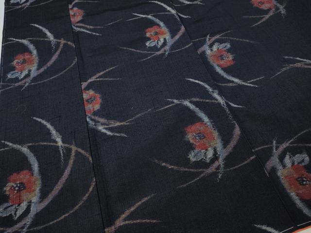 平和屋着物●上質な紬　芝草椿文　正絹　逸品　未使用　CAAZ2616ut