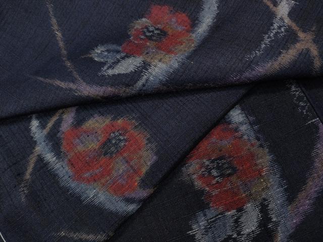 平和屋着物●上質な紬　芝草椿文　正絹　逸品　未使用　CAAZ2616ut