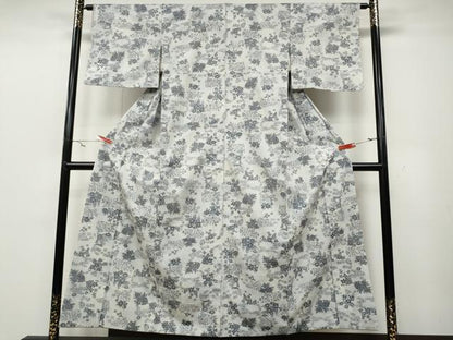 平和屋着物●小千谷紬　舞花文　正絹　逸品　CAAZ2619ut