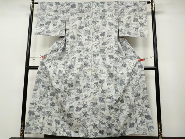 平和屋着物●小千谷紬　舞花文　正絹　逸品　CAAZ2619ut