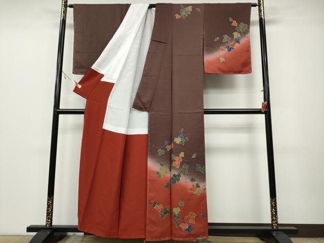 平和屋着物●訪問着　蔦の葉文　暈し染め　金彩　正絹　逸品　未使用　CAAZ2623ut