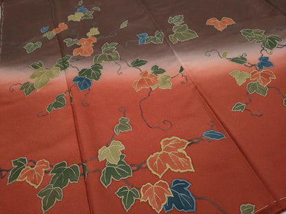 平和屋着物●訪問着　蔦の葉文　暈し染め　金彩　正絹　逸品　未使用　CAAZ2623ut