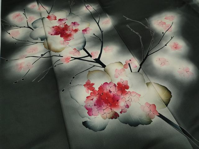 平和屋着物●訪問着　手描き　枝花文　蛍暈し　正絹　逸品　CAAZ2626ut