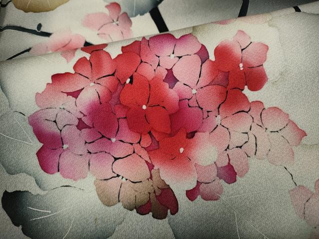 平和屋着物●訪問着　手描き　枝花文　蛍暈し　正絹　逸品　CAAZ2626ut