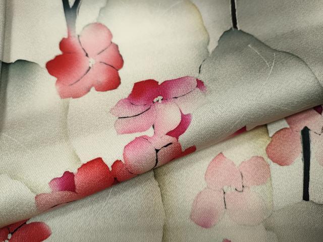 平和屋着物●訪問着　手描き　枝花文　蛍暈し　正絹　逸品　CAAZ2626ut