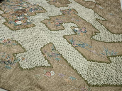 平和屋着物●訪問着　絞り　流水風景草花文　金彩　正絹　逸品　CAAZ2627ut