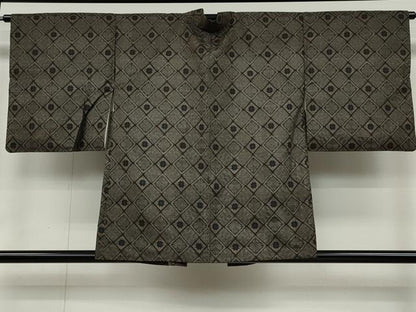 平和屋着物●本場大島紬 龍郷絣 アンサンブル 菱花文 正絹 逸品 CAAZ2658ut