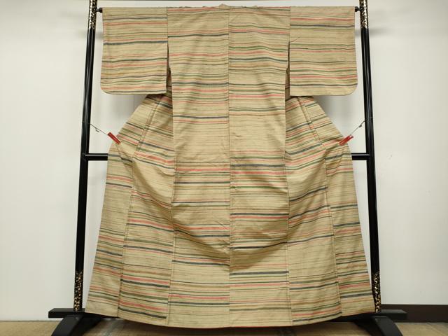 平和屋着物●上質な紬 横段文 正絹 逸品 CAAZ2662ut
