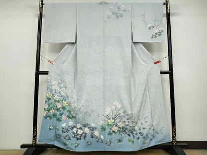 平和屋着物●本加賀友禅作家 日本工芸会正会員 毎田健治 訪問着 草花文 暈し染め 正絹 逸品 CAAZ2663ut