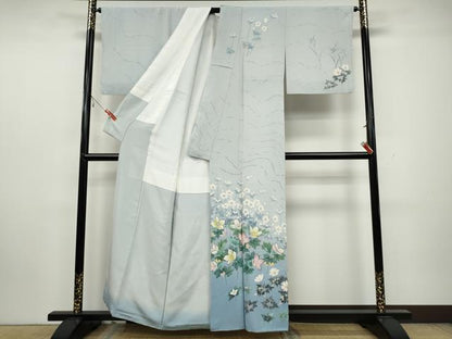 平和屋着物●本加賀友禅作家 日本工芸会正会員 毎田健治 訪問着 草花文 暈し染め 正絹 逸品 CAAZ2663ut
