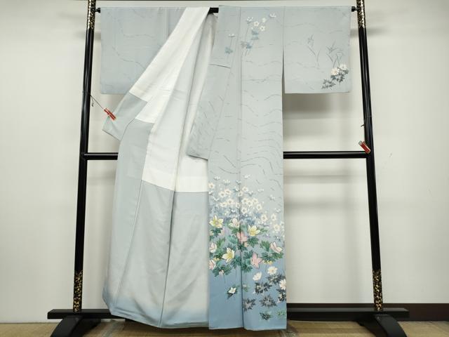 平和屋着物●本加賀友禅作家 日本工芸会正会員 毎田健治 訪問着 草花文 暈し染め 正絹 逸品 CAAZ2663ut