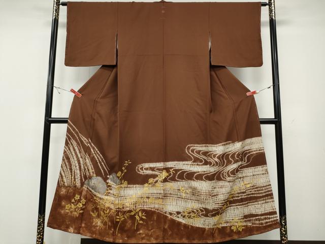 平和屋着物●豪華色留袖　杢目絞り　石庭　金彩　正絹　逸品　未使用　CAAZ2704ut