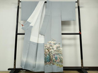 平和屋着物●豪華色留袖 友禅 作家物 風景草花文 暈し染め 鈴乃屋扱い 正絹 逸品 CAAZ2706ut