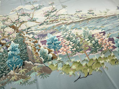 平和屋着物●豪華色留袖 友禅 作家物 風景草花文 暈し染め 鈴乃屋扱い 正絹 逸品 CAAZ2706ut
