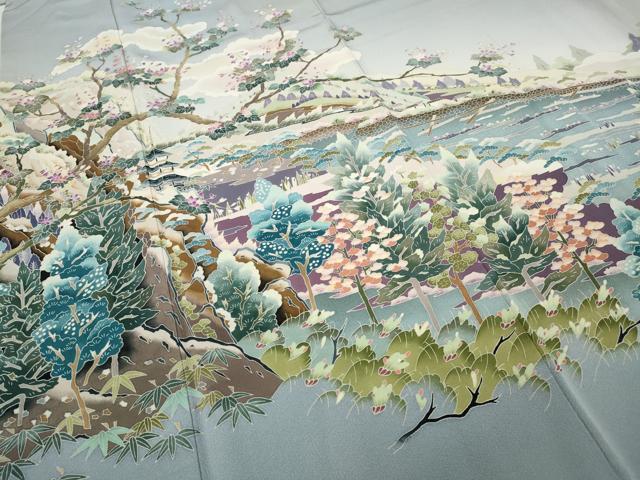 平和屋着物●豪華色留袖 友禅 作家物 風景草花文 暈し染め 鈴乃屋扱い 正絹 逸品 CAAZ2706ut