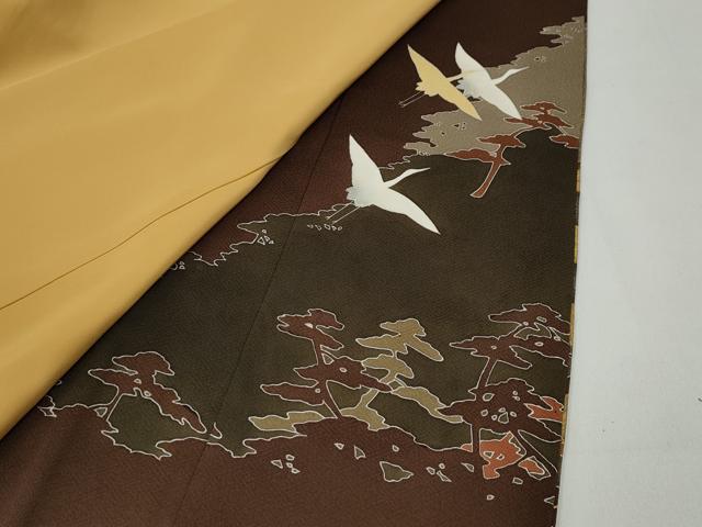 平和屋着物●銀座きしや 色留袖 駒刺繍 飛鶴松文 金彩 正絹 逸品 CAAZ2724ut