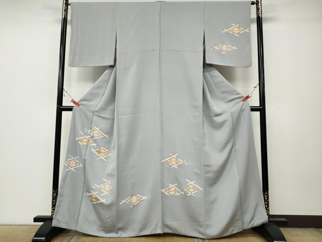 平和屋着物●銀座きしや 訪問着 駒刺繍 菱吉祥花文 金彩 正絹 逸品 CAAZ2725ut