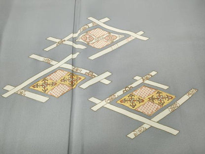 平和屋着物●銀座きしや 訪問着 駒刺繍 菱吉祥花文 金彩 正絹 逸品 CAAZ2725ut