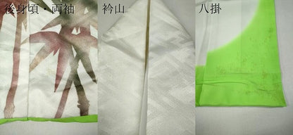 平和屋着物●男性　訪問着　舞台衣装　笹竹文　金銀彩　洗える着物　CAAZ2726ut