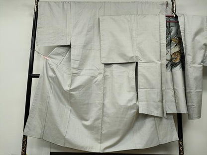 平和屋着物●男性　紬　アンサンブル　100亀甲　総詰　羽裏:龍　虎　正絹　逸品　CAAZ2733ut