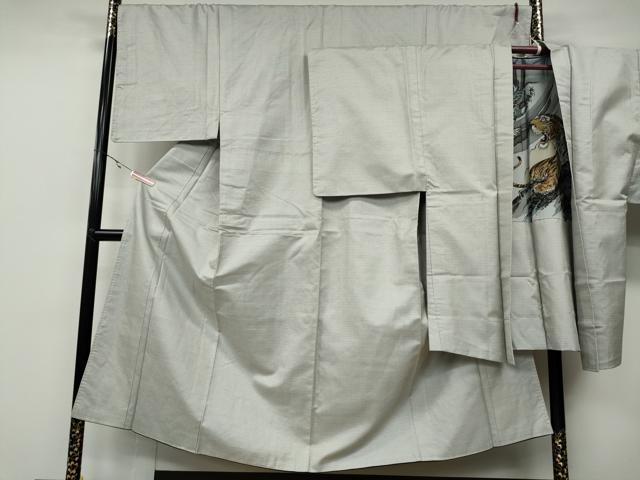 平和屋着物●男性　紬　アンサンブル　100亀甲　総詰　羽裏:龍　虎　正絹　逸品　CAAZ2733ut