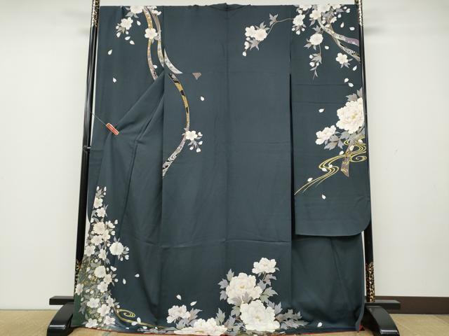 平和屋着物●豪華振袖 駒刺繍 流水枝桜牡丹文 金彩 正絹 逸品 CAAZ2761ut