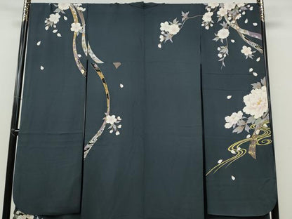 平和屋着物●豪華振袖 駒刺繍 流水枝桜牡丹文 金彩 正絹 逸品 CAAZ2761ut