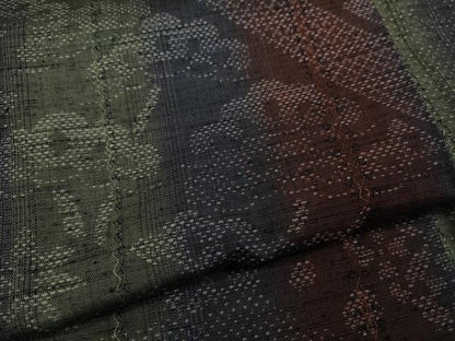 平和屋着物●上質な紬 斜線草花文 正絹 逸品 CAAZ2781ut