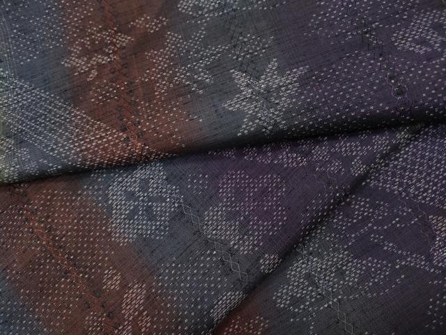 平和屋着物●上質な紬 斜線草花文 正絹 逸品 CAAZ2781ut
