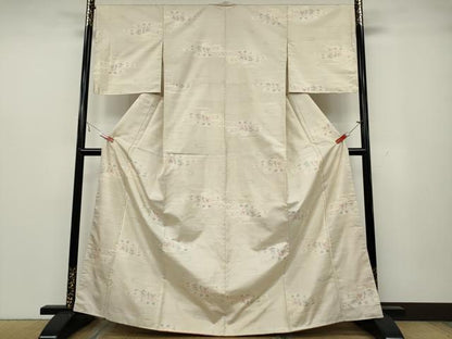 平和屋着物●本場大島紬 白大島 エ霞花文 正絹 逸品 CAAZ2782ut