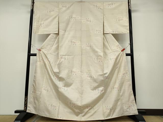 平和屋着物●本場大島紬 白大島 エ霞花文 正絹 逸品 CAAZ2782ut