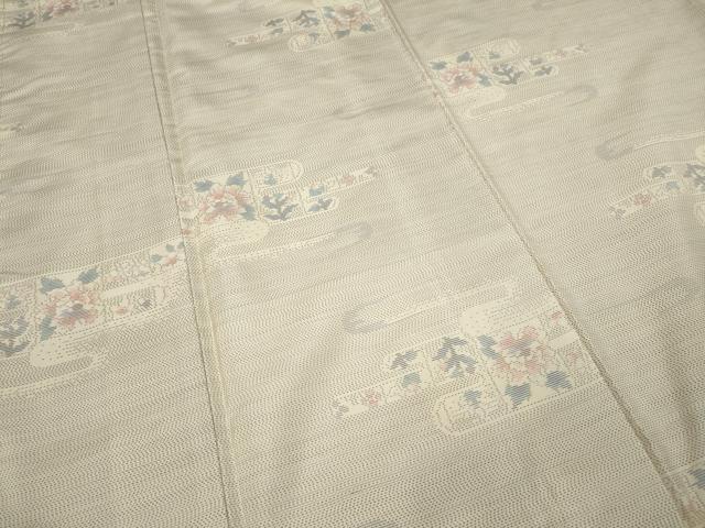 平和屋着物●本場大島紬 白大島 エ霞花文 正絹 逸品 CAAZ2782ut