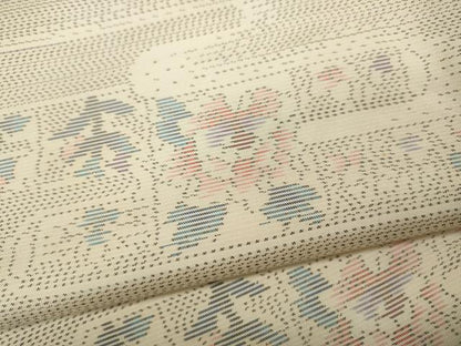 平和屋着物●本場大島紬 白大島 エ霞花文 正絹 逸品 CAAZ2782ut