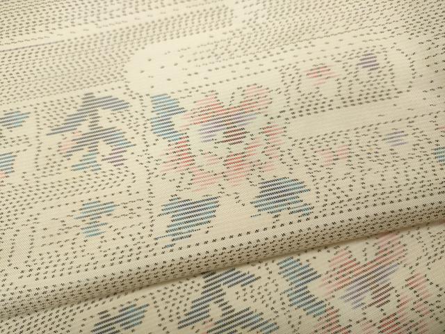 平和屋着物●本場大島紬 白大島 エ霞花文 正絹 逸品 CAAZ2782ut
