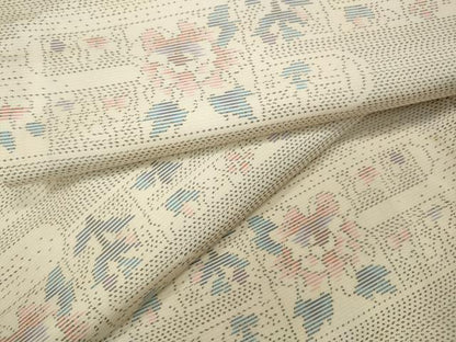 平和屋着物●本場大島紬 白大島 エ霞花文 正絹 逸品 CAAZ2782ut
