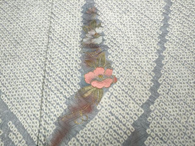 平和屋着物●訪問着　絞り　刺繍　草花文　金彩　三越扱い　正絹　逸品　CAAZ2788ut